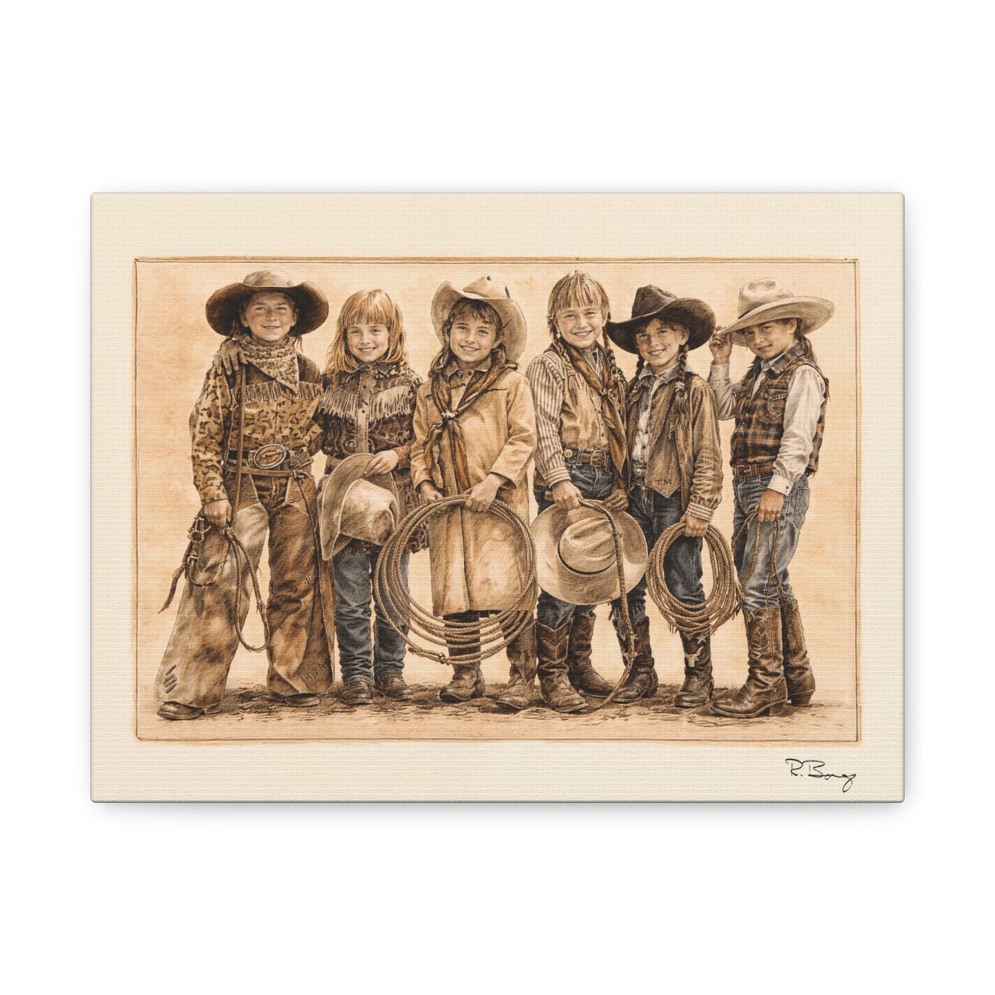 Cowgirls Stretched Canvas Print