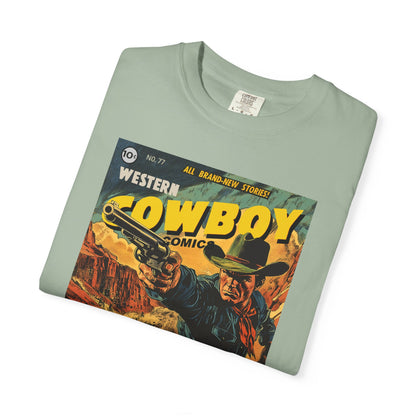Western Comic Book T-Shirt - The Trail of Doom Unisex Garment-Dyed