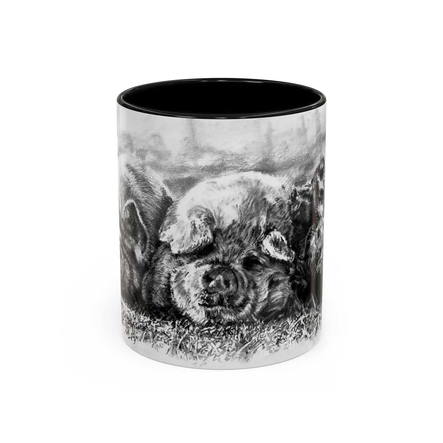 Cozy Trio Pigs Coffee Mug — Hand-Drawn Barnyard Portrait (11/15oz)