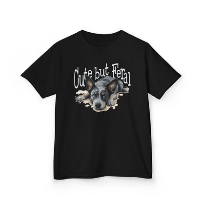 Kid's-Cute but Feral, Dog Heeler T-shirt