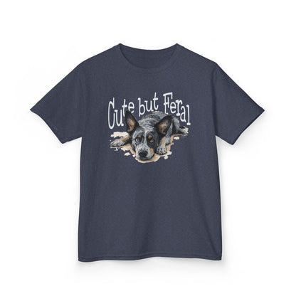 Kid's-Cute but Feral, Dog Heeler T-shirt