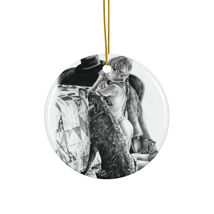 PRAYER TIME, Ceramic  Christmas Ornament