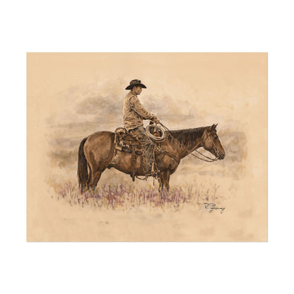 "Ready" Cowboy & Horse Watercolor Print