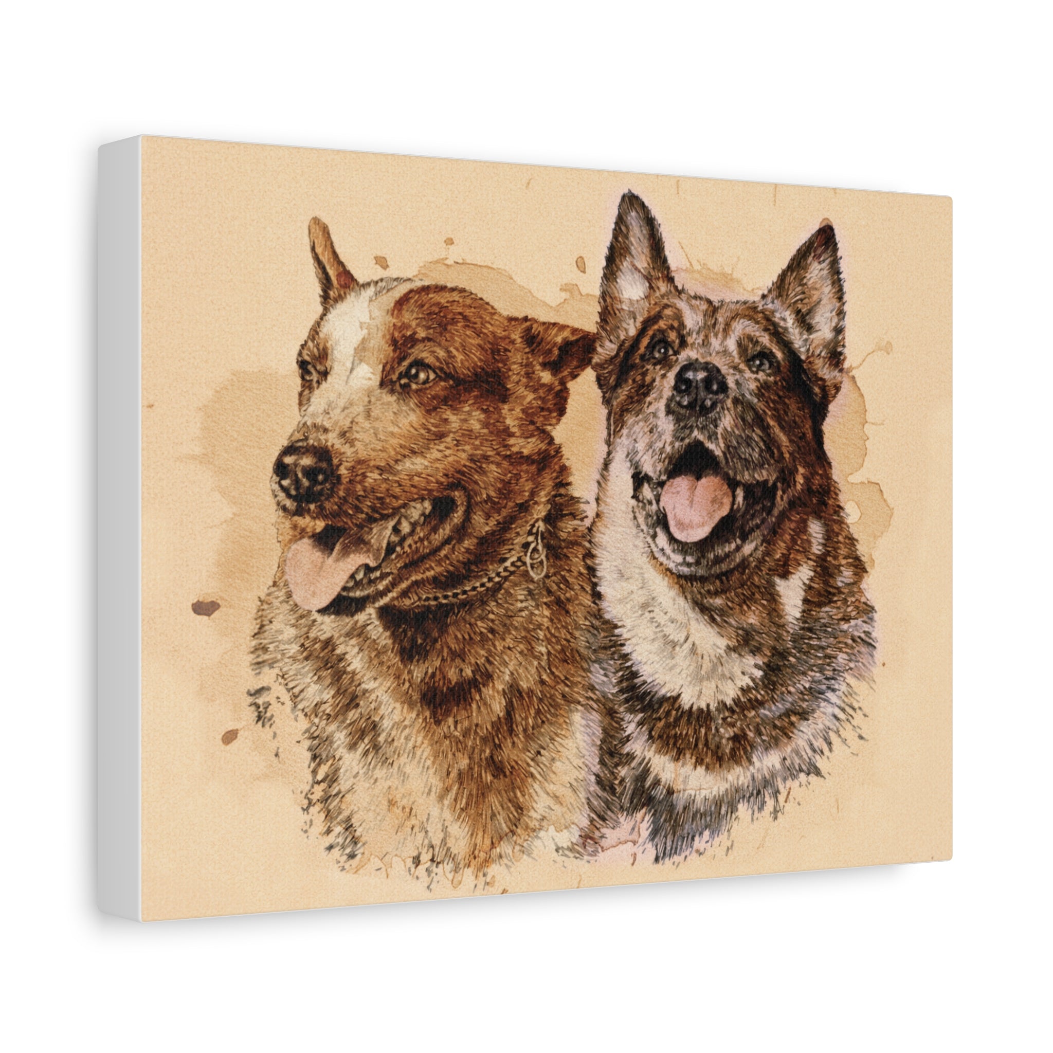 Two Heelers Print Matte Canvas Wall Art — Stretched 1.25"