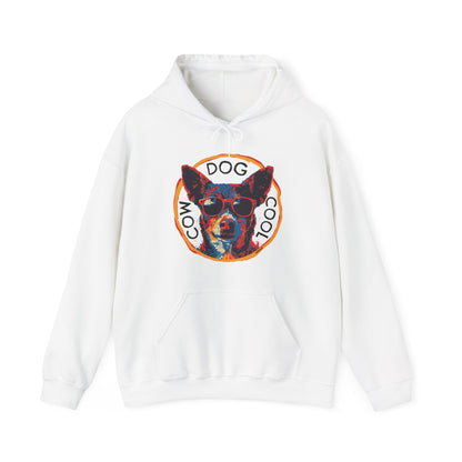 Cool Cowdog Hoodie — "COW • DOG • COOL" Pop-Art Heeler Sweatshirt