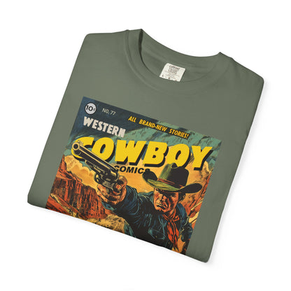 Western Comic Book T-Shirt - The Trail of Doom Unisex Garment-Dyed