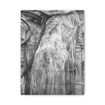Worn Leather Chinks Stretched Canvas