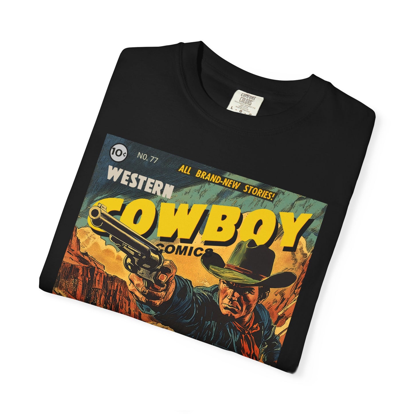 Western Comic Book T-Shirt - The Trail of Doom Unisex Garment-Dyed