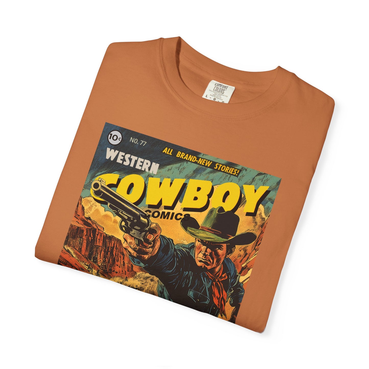 Western Comic Book T-Shirt - The Trail of Doom Unisex Garment-Dyed