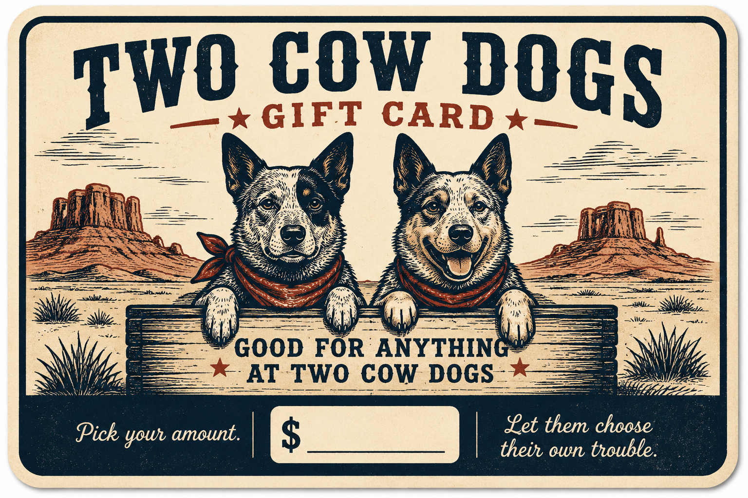 Two Cow Dogs Gift Card