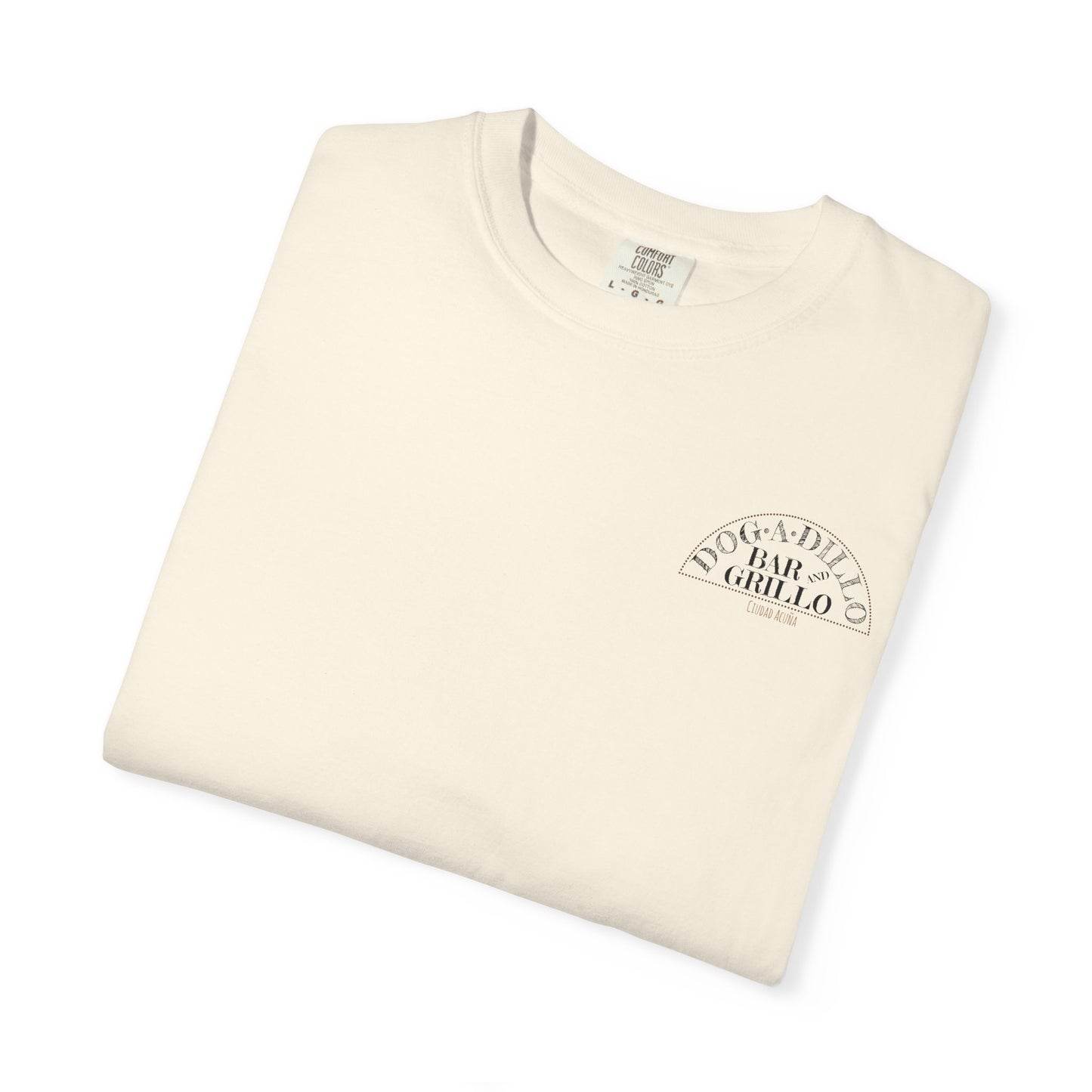 Dog-A-Dillo Armadillo Bar and Grillo T-Shirt, front and back