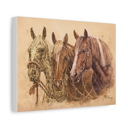 Stretched Canvas Wall Art — Trio of Horses