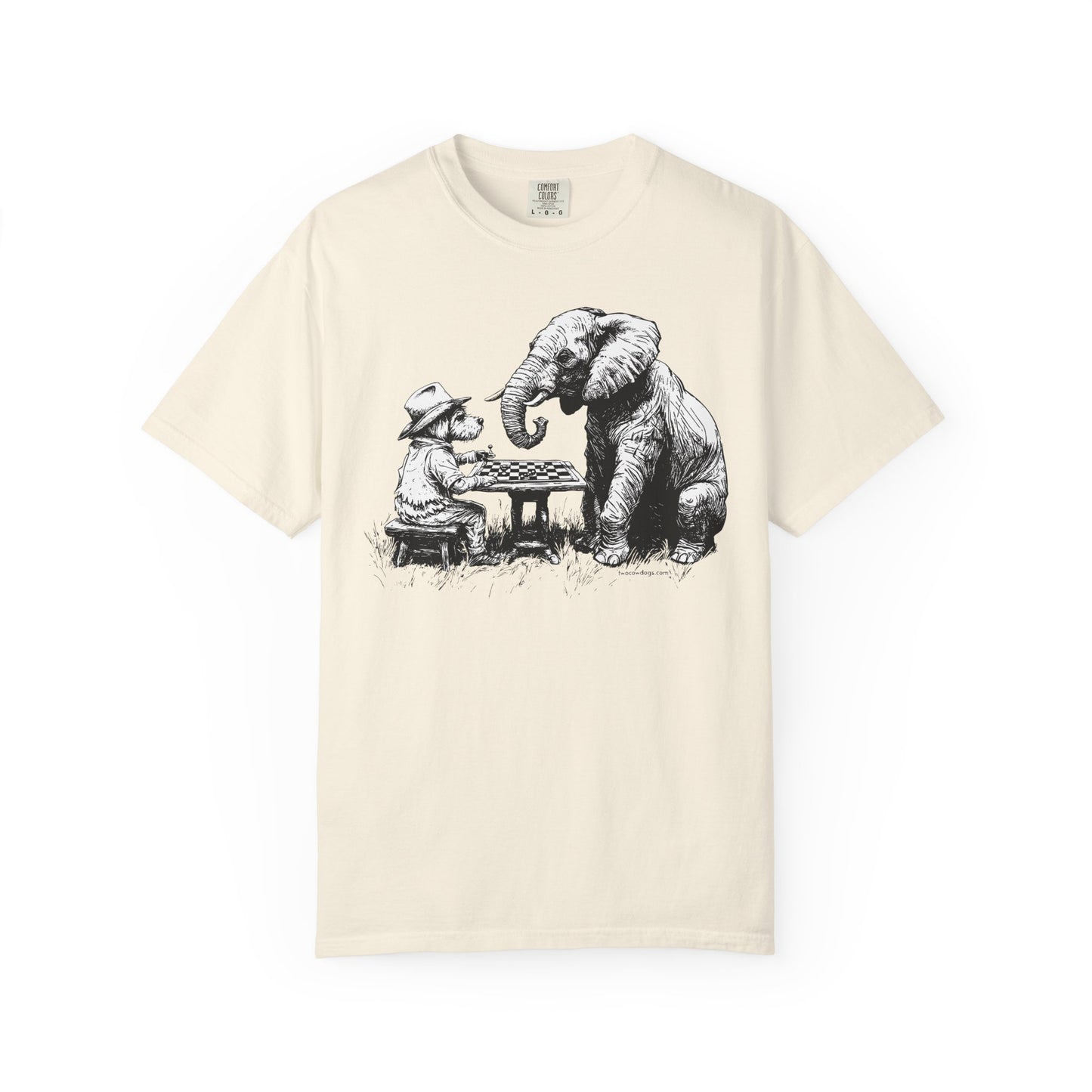 Chess Playing Dog and Elephant Unisex Garment-Dyed T-shirt