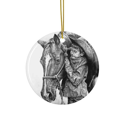 Christmas Horse, Ceramic Christmas Ornament