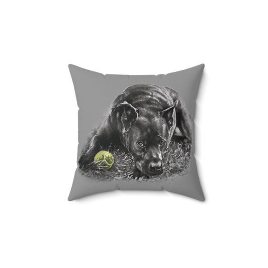 Black Dog Pillow (Grey)