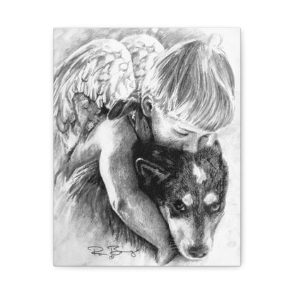 Little Angel and Heeler, Custom Stretched Canvas