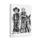 Mutton Busters and Border Collie, Custom Stretched Canvas
