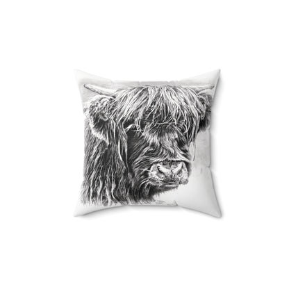 Scottish Highland Cow Black Pillow