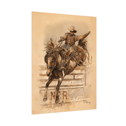 Bronc Ride Fine Art Print — Rodeo Cowboy Watercolor Print