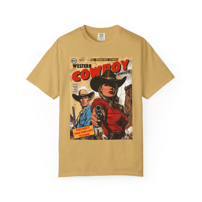 Western Comic Book T-Shirt - Ruby Don't Take Your Love to Town