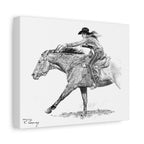 Sprinting Home Barrel Racer, Custom Stretched Canvas