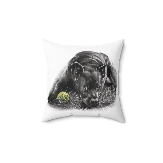 Black Dog Pillow (White)
