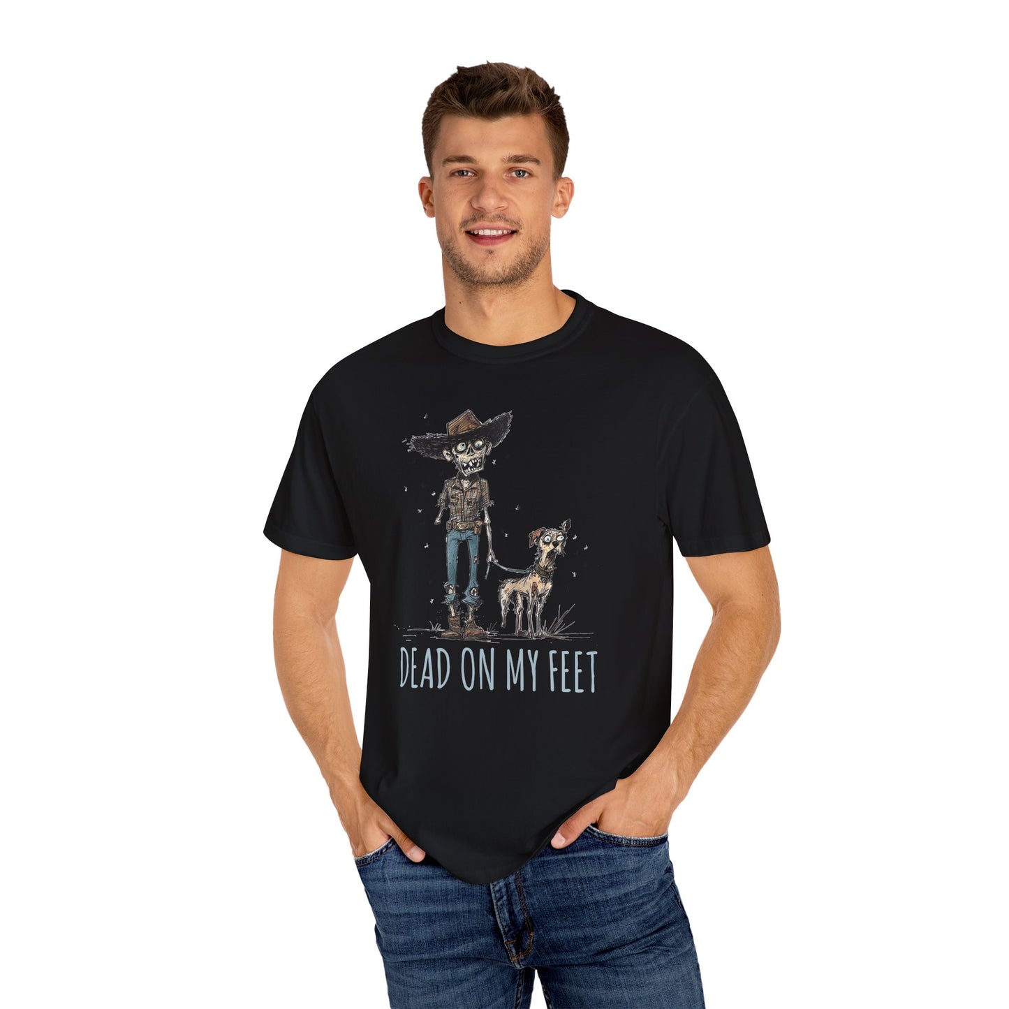 Dead on My Feet – Zombie Cowboy & Cowdog Tee