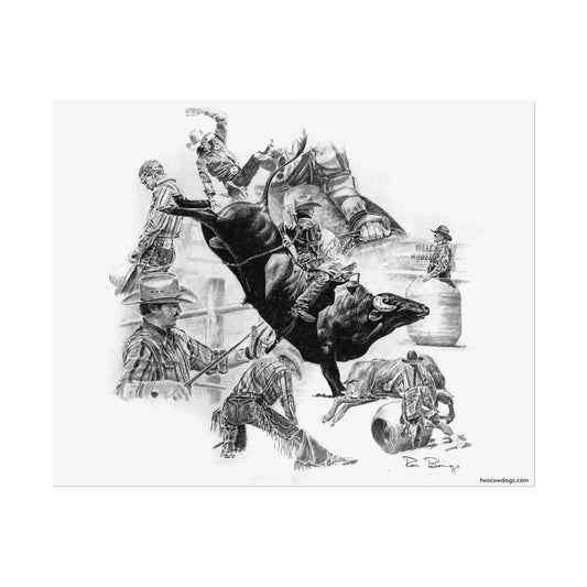Bull Riding Collage, Custom Print