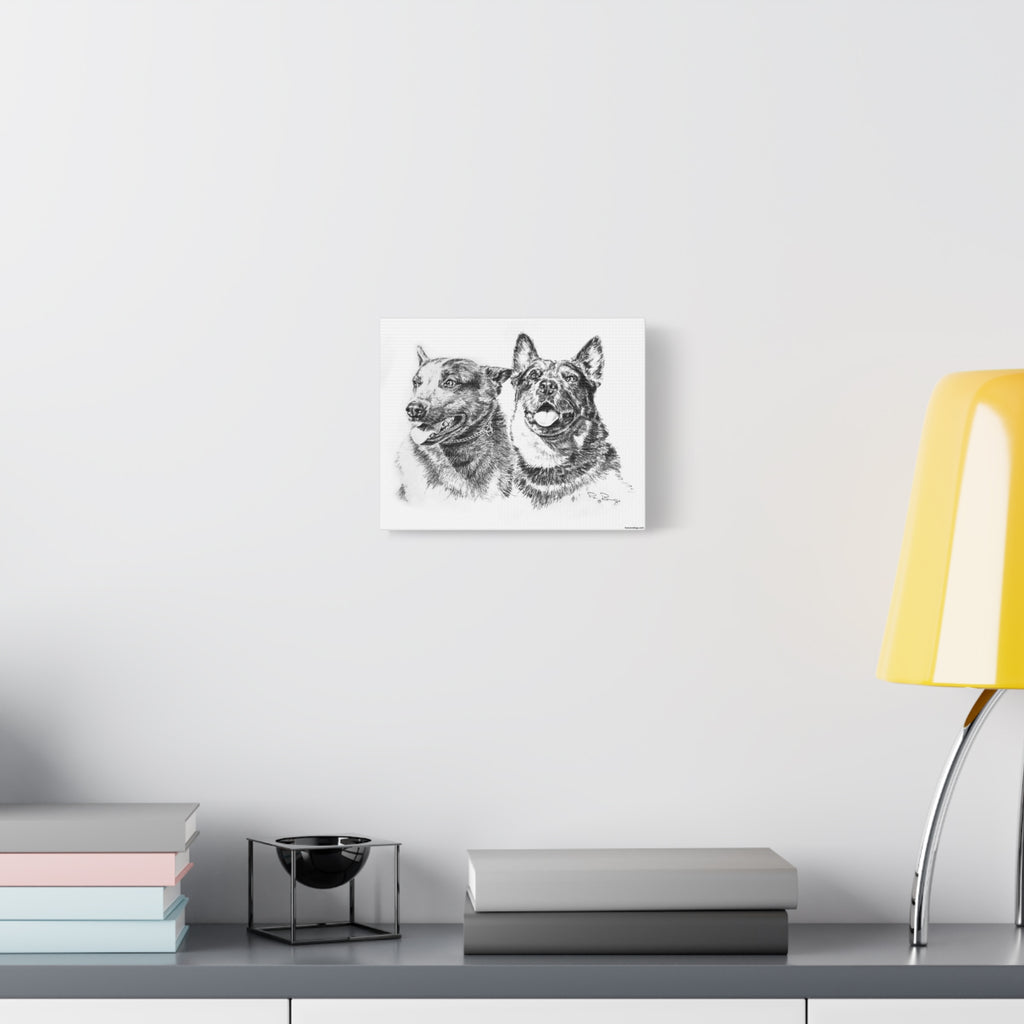 Two Cowdogs Stretched Canvas