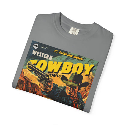 Western Comic Book T-Shirt - The Trail of Doom Unisex Garment-Dyed