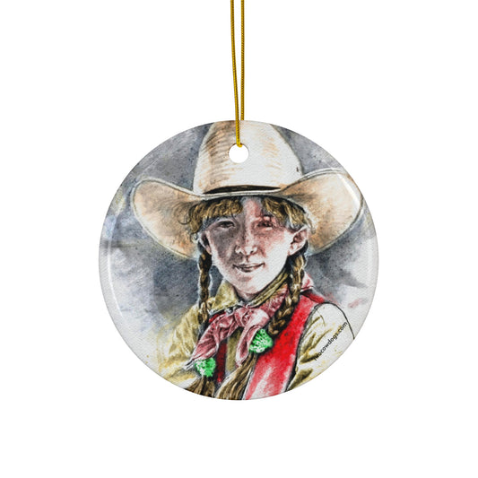Little Cowgirl, Ceramic  Christmas Ornament