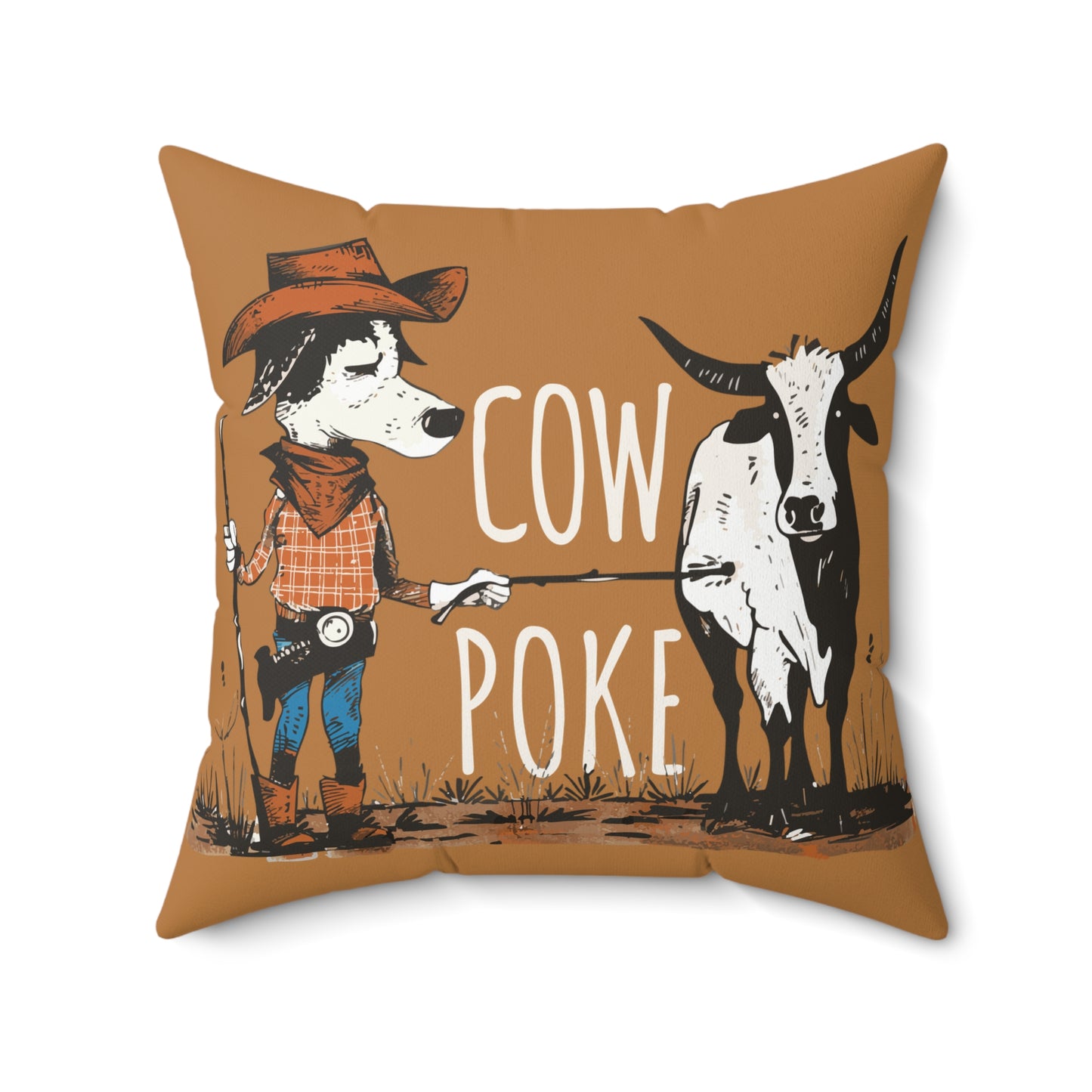 Cow Poke Pillow - Spun Polyester Square
