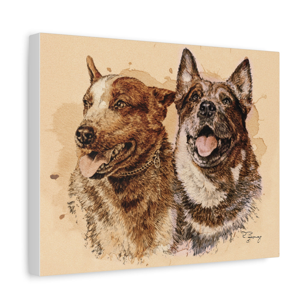 Two Heelers Print Matte Canvas Wall Art — Stretched 1.25"