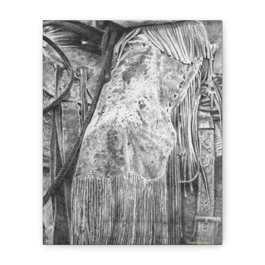 Worn Leather Chinks Stretched Canvas