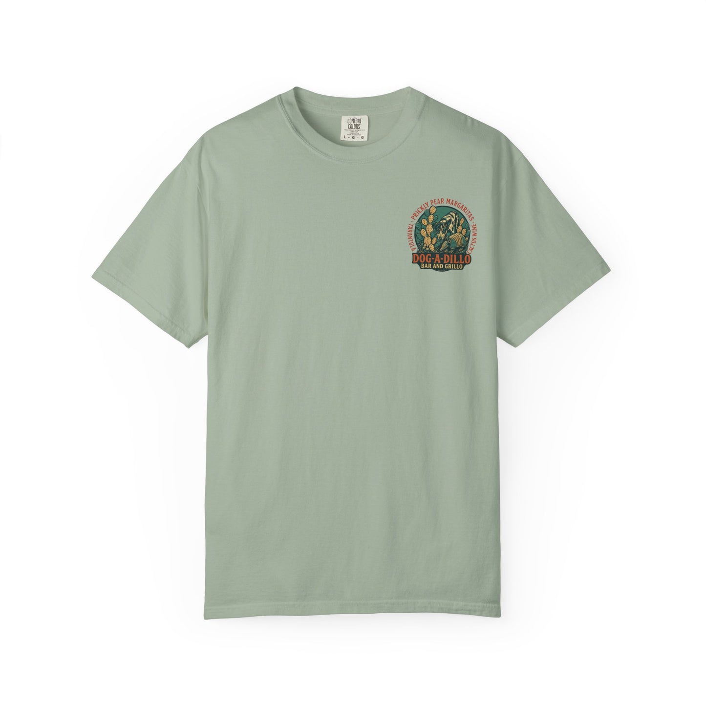 Dog-A-Dillo Armadillo Bar and Grillo T-Shirt, front and back
