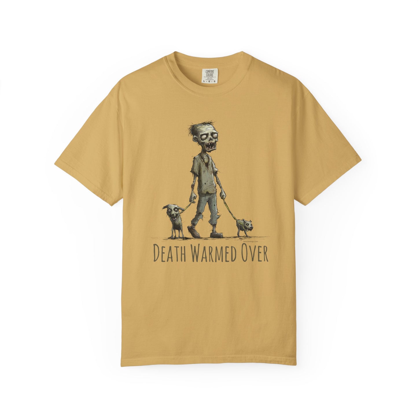 Zombie and his Dogs Unisex T-shirt, Death Warmed Over Design