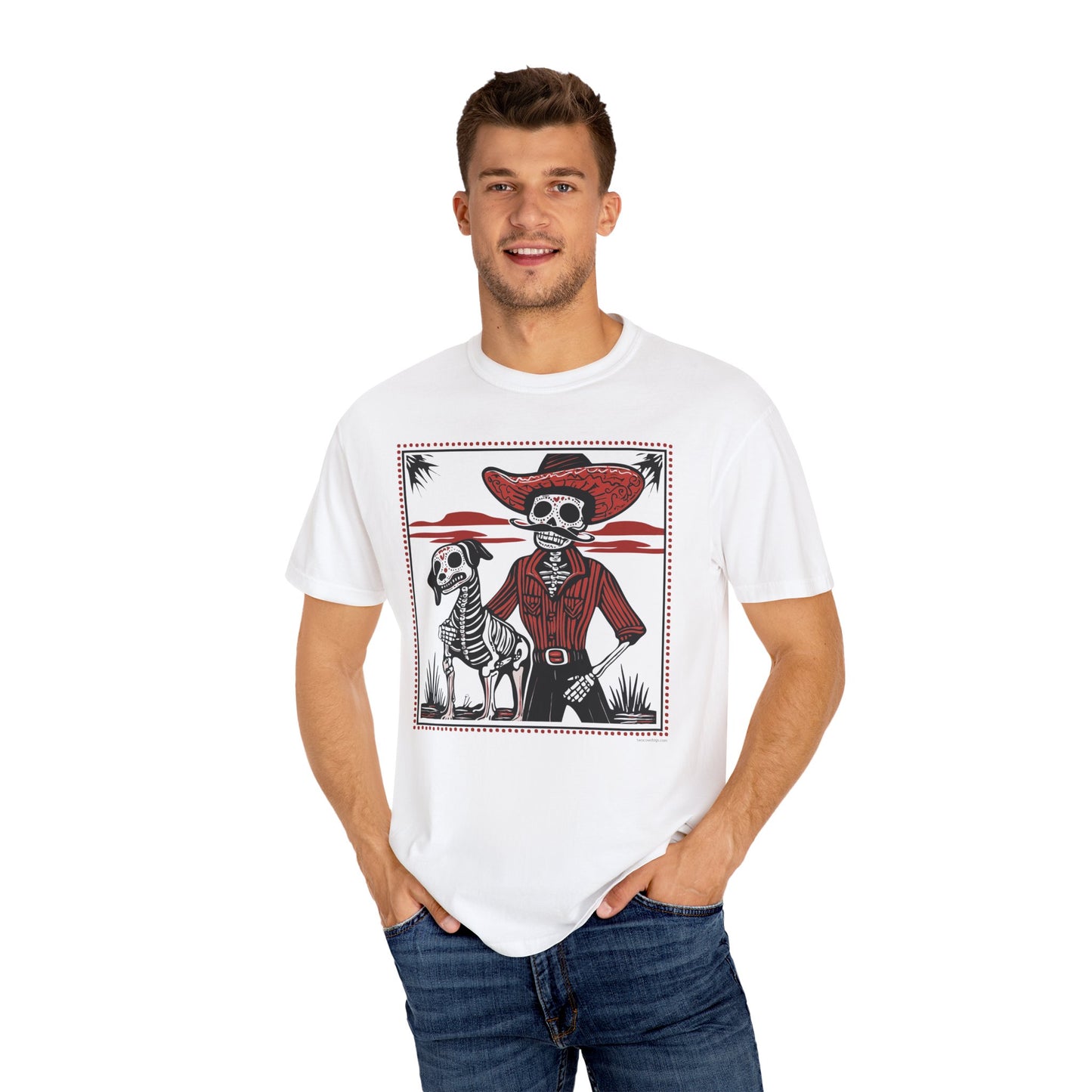Dia De Los Muertos Skeleton Cowboy and Dog Unisex T-shirt