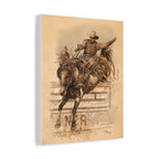 Bronc Rider Stretched Canvas Art — Rodeo Cowboy Watercolor Print