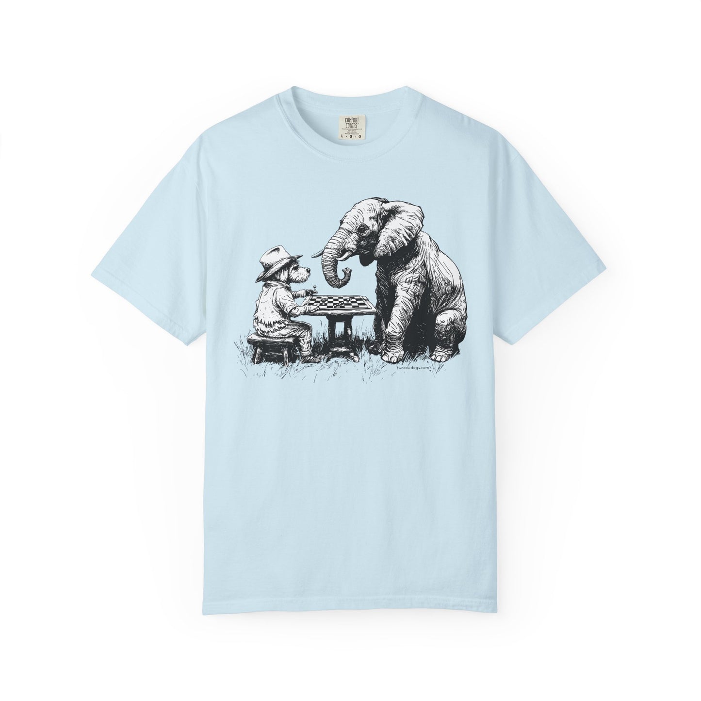Chess Playing Dog and Elephant Unisex Garment-Dyed T-shirt