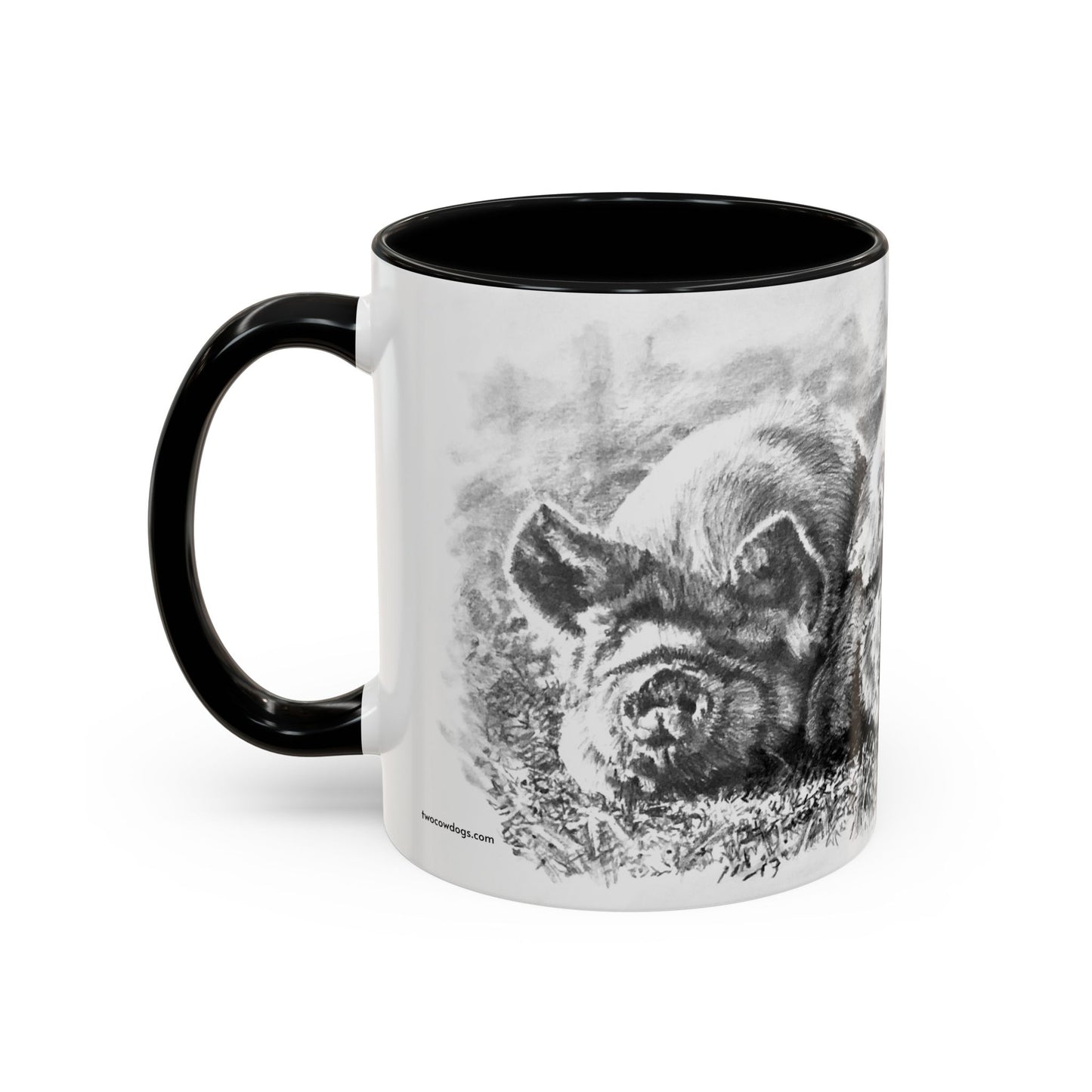 Cozy Trio Pigs Coffee Mug — Hand-Drawn Barnyard Portrait (11/15oz)