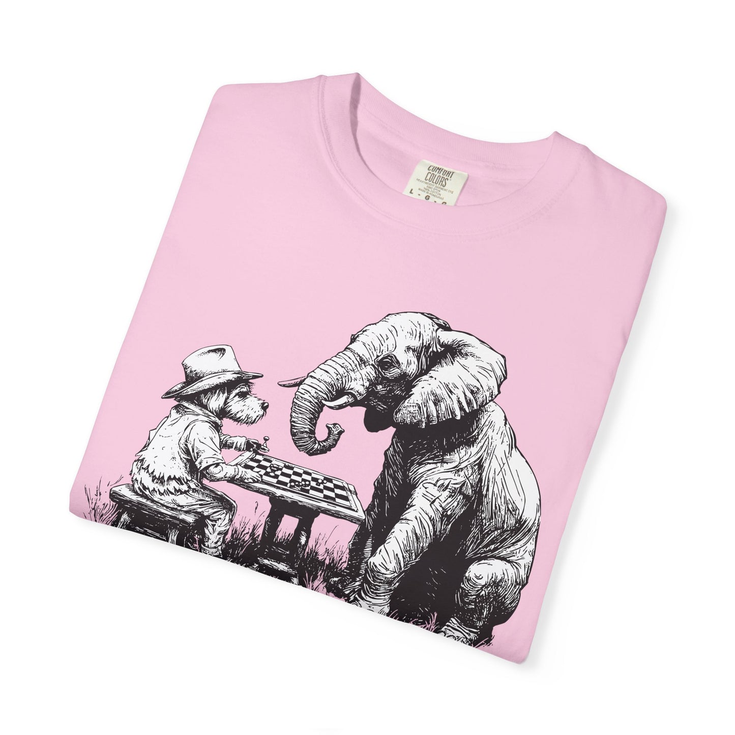Chess Playing Dog and Elephant Unisex Garment-Dyed T-shirt