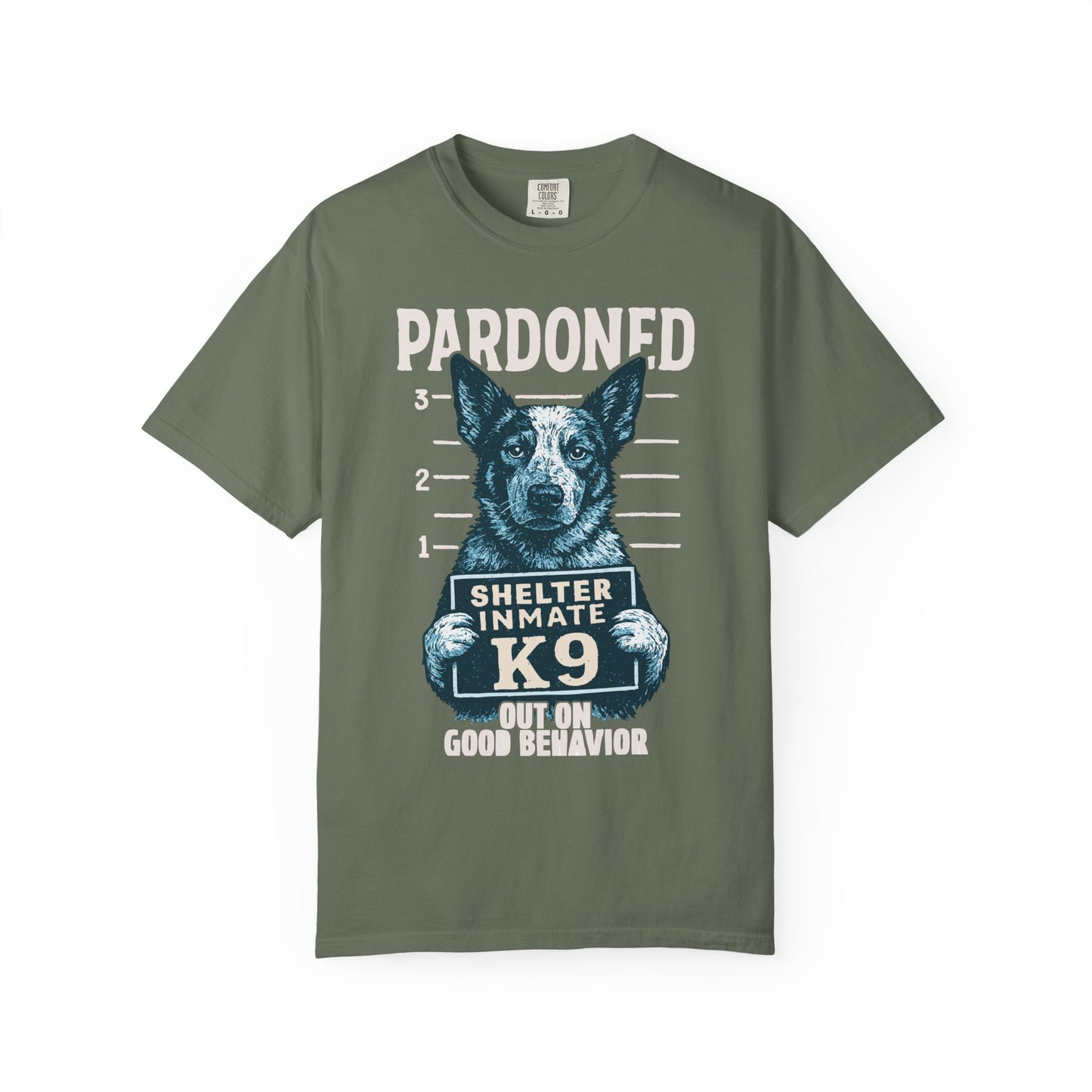 Heeler Mugshot TShirt - PARDONED OUT ON GOOD BEHAVIOR