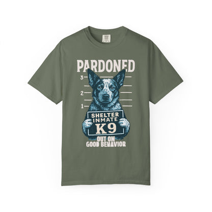 Heeler Mugshot TShirt - PARDONED OUT ON GOOD BEHAVIOR