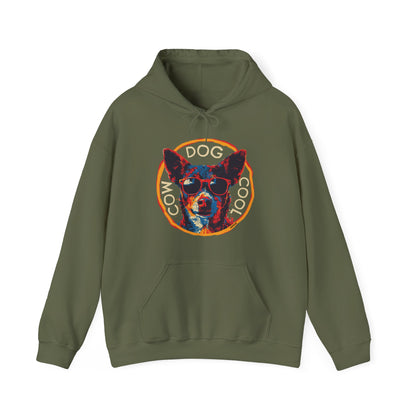 Cool Cowdog Hoodie — "COW • DOG • COOL" Pop-Art Heeler Sweatshirt