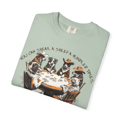 T-shirt with Poker Player Amarillo Slim Quote and Dogs Playing Cards Design