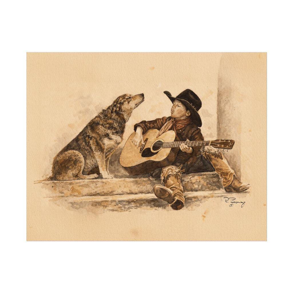 Cowboy Crooners Heeler & Little Cowboy Print