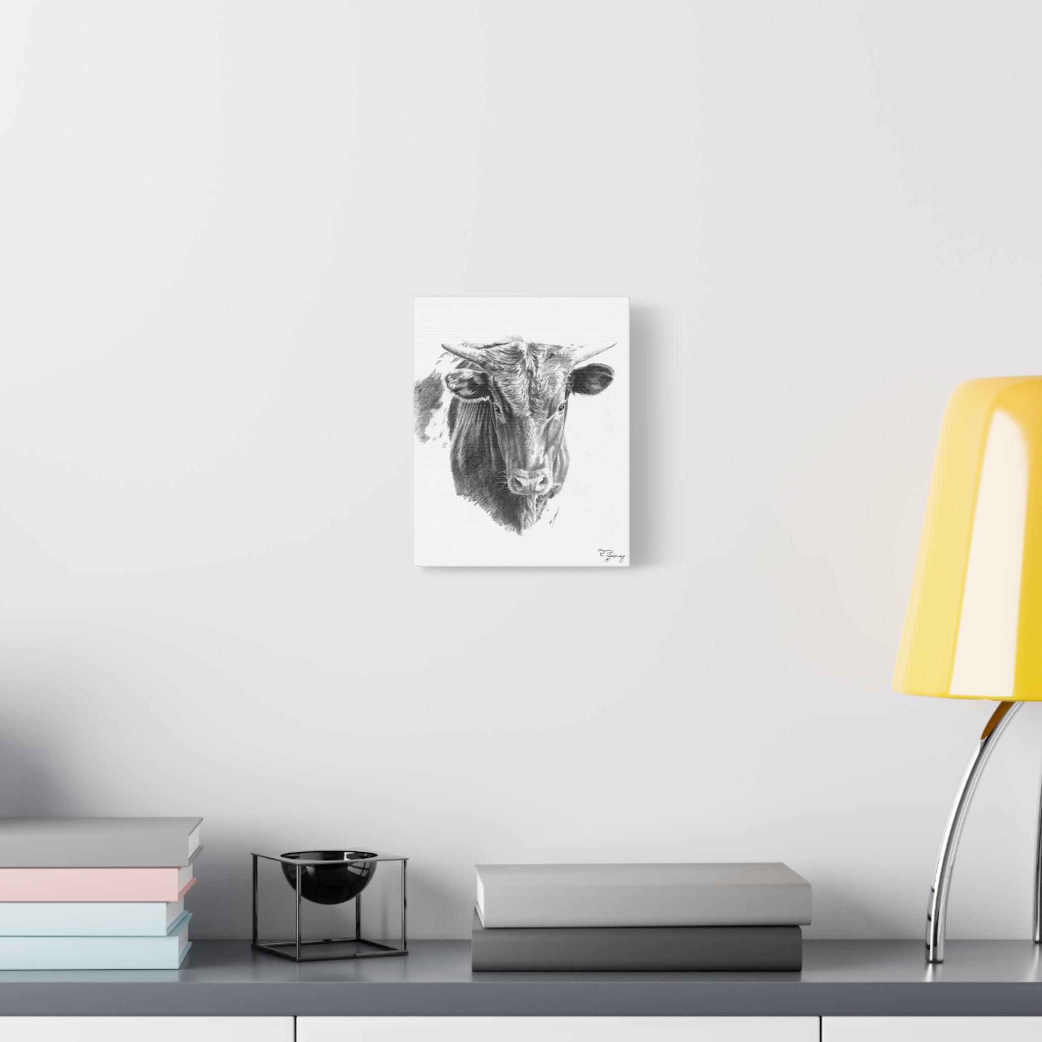 Young Longhorn Steer, stretched Canvas