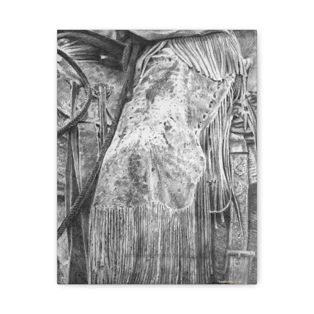 Worn Leather Chinks Stretched Canvas