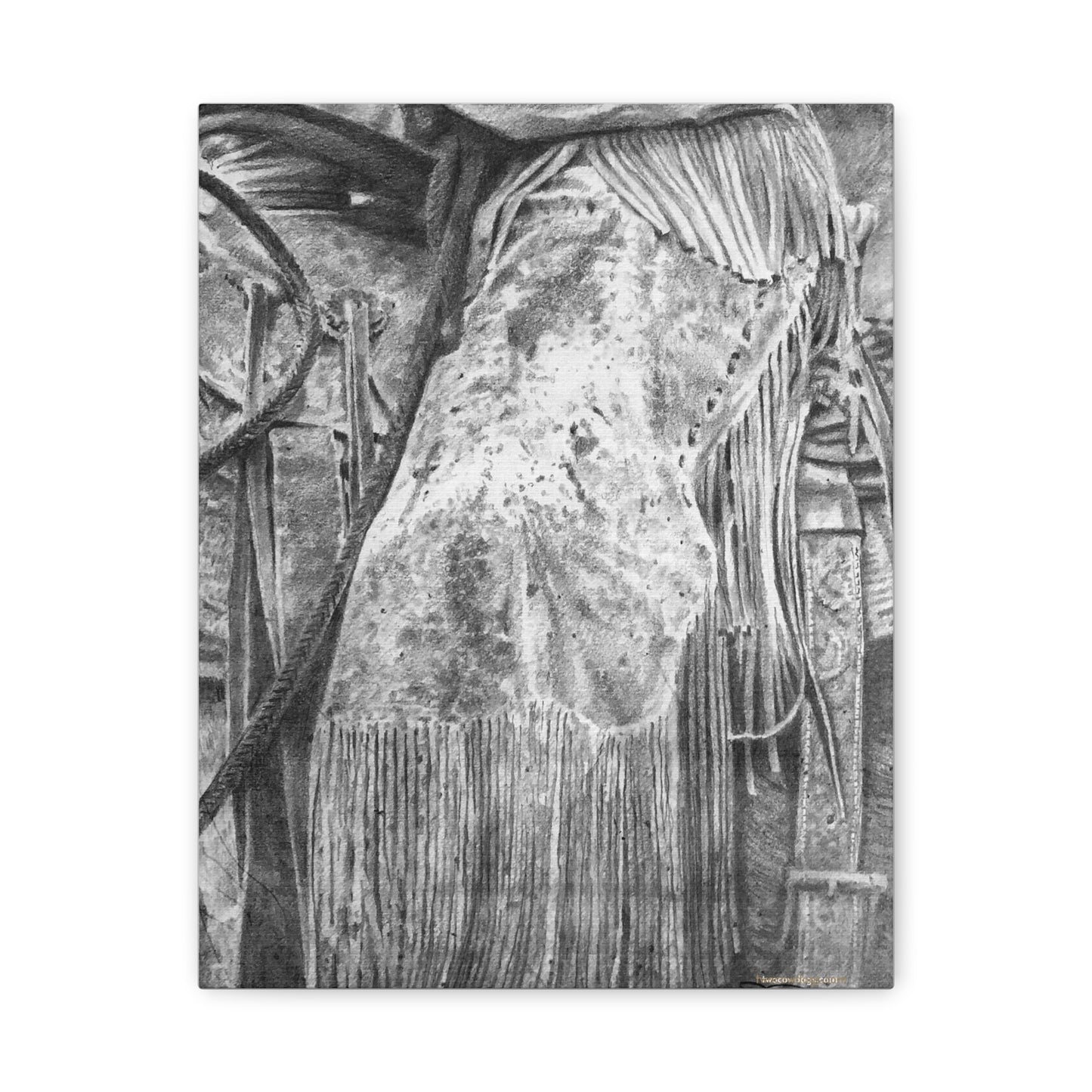 Worn Leather Chinks Stretched Canvas