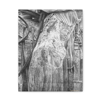 Worn Leather Chinks Stretched Canvas